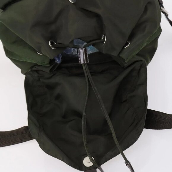 PRADA Backpack Nylon Khaki Silver Auth 147403 - Picture 10 of 16